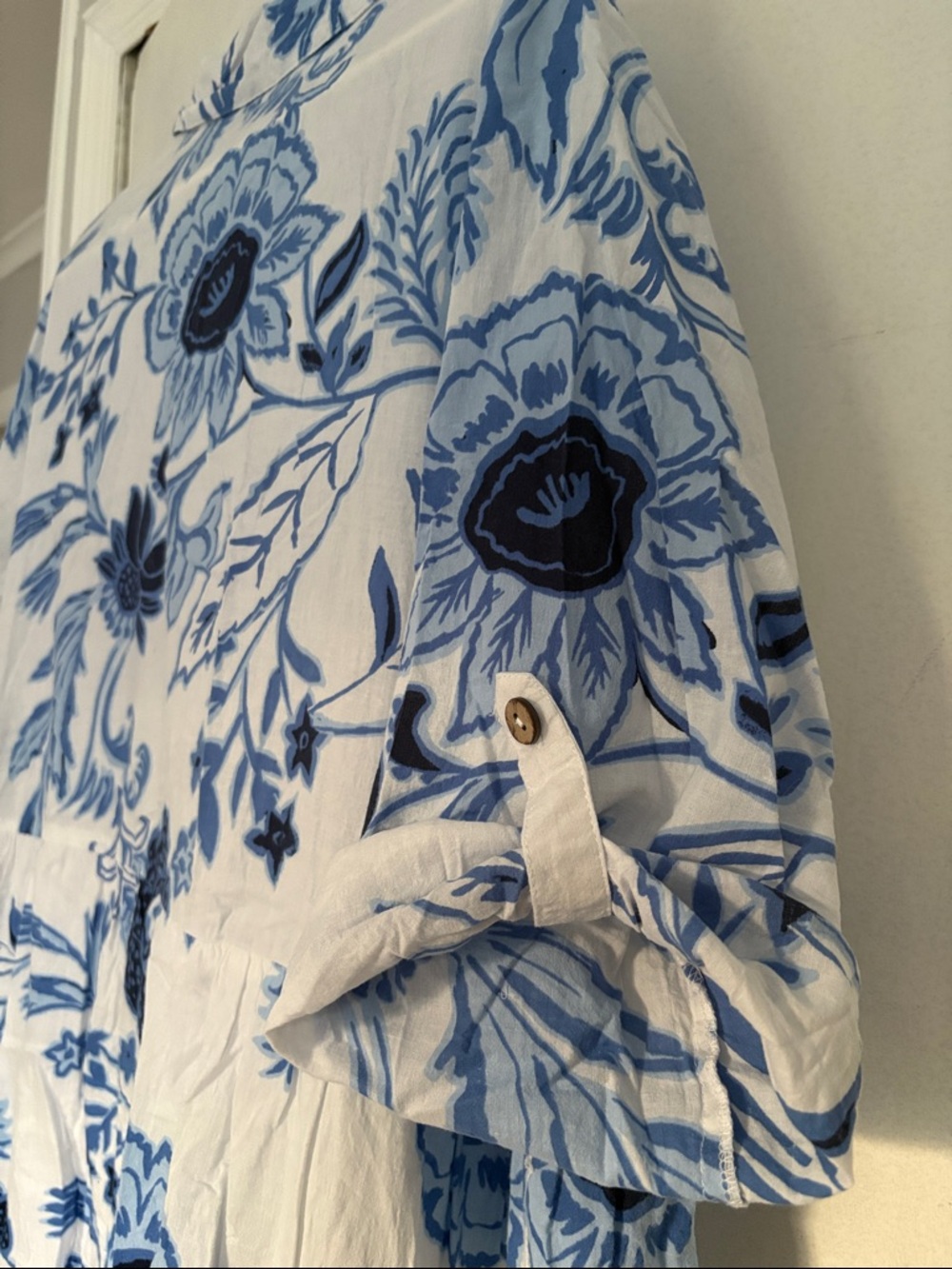 Mlle Gabrielle Blue & White Floral Tiered Midi Dress - Picture 11 of 14